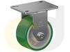 ZINC PLATED KINGPINLESS CASTERS- POLY ON CAST IRON WHEELS