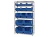 CHROME WIRE SHELVING UNITS WITH MAGNUM BINS