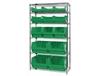 CHROME WIRE SHELVING UNITS WITH MAGNUM BINS