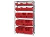 CHROME WIRE SHELVING UNITS WITH MAGNUM BINS