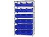 CHROME WIRE SHELVING UNITS WITH MAGNUM BINS