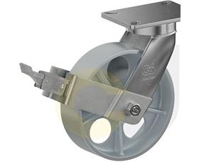 ZINC PLATED KINGPINLESS CASTERS- CAST IRON WHEELS